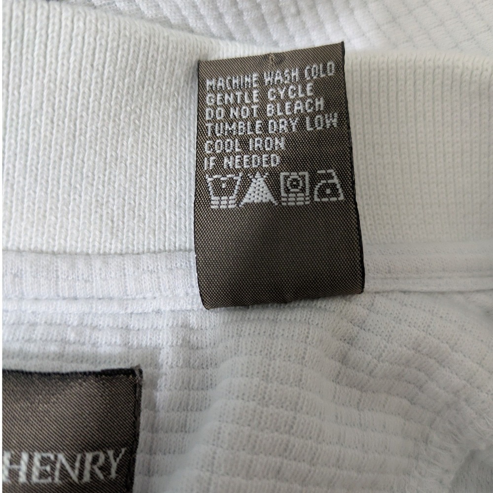 Taylor & Henry Polo Shirt Mens White Pink Gray Colorblock Banded Bottom Size L - Picture 6 of 7